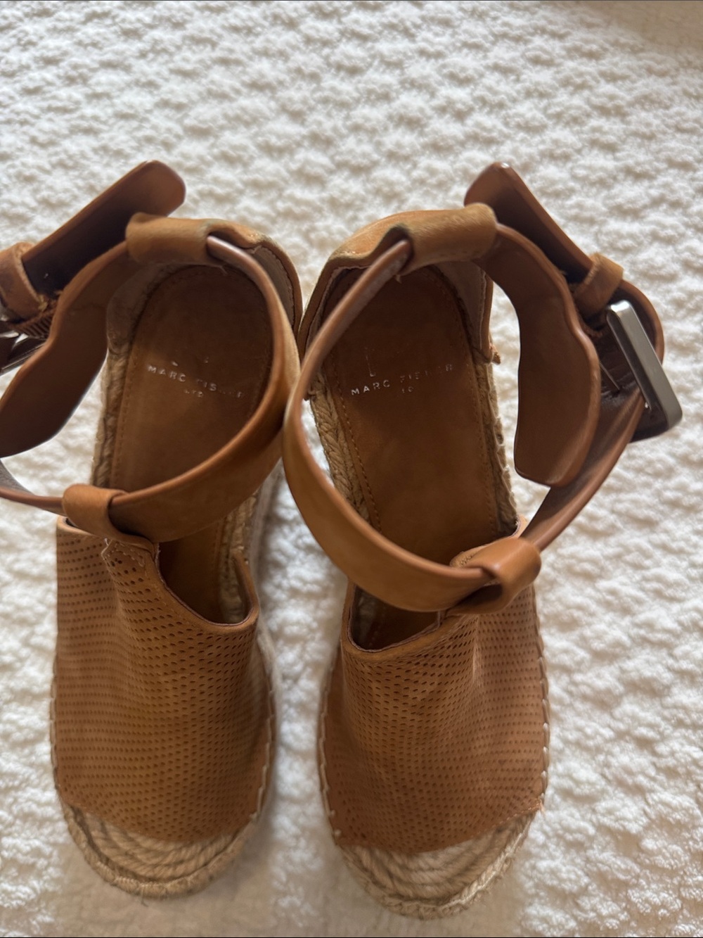 Marc Fisher Tan Espadrille Wedge Sandals 5.5 - Picture 2 of 6